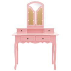 shumee rózsaszín császárfa fésülködőasztal-szett ülőkével 100x40x146cm