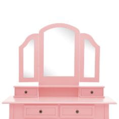 shumee rózsaszín császárfa fésülködőasztal-szett ülőkével 100x40x146cm