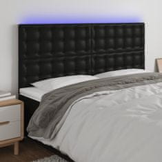 Greatstore fekete műbőr LED-es fejtámla 180x5x118/128 cm