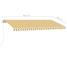 Vidaxl sárga és fehér kézzel kihúzható LED-es napellenző 400 x 300 cm 3069543