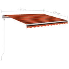 Vidaxl narancssárga-barna szélérzékelős és LED-es napellenző 300x250cm 3068875