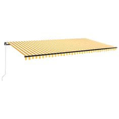 Greatstore sárga és fehér kézzel kihúzható LED-es napellenző 600 x 350 cm