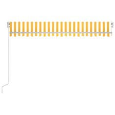 shumee sárga és fehér kézzel kihúzható LED-es napellenző 400 x 300 cm