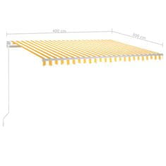 shumee sárga és fehér kézzel kihúzható LED-es napellenző 400 x 300 cm