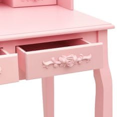 shumee rózsaszín császárfa fésülködőasztal-szett ülőkével 75x69x140 cm