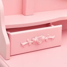 shumee rózsaszín császárfa fésülködőasztal-szett ülőkével 75x69x140 cm