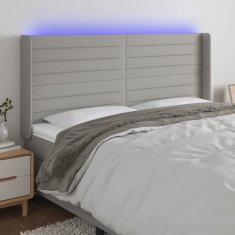 Greatstore világosszürke szövet LED-es fejtámla 203x16x118/128 cm