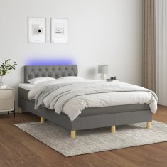 shumee sötétszürke szövet rugós és LED-es ágy matraccal 120 x 200 cm 