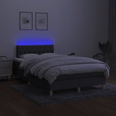 shumee sötétszürke szövet rugós és LED-es ágy matraccal 120 x 200 cm 