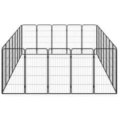 shumee 24-paneles fekete porszórt acél kutyakennel 50 x 100 cm