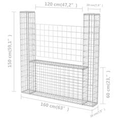 shumee U-alakú horganyzott acél gabion kosár 160 x 20 x 150 cm