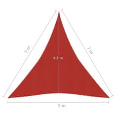 Greatstore piros HDPE napvitorla 160 g/m² 5 x 7 x 7 m