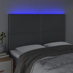 Greatstore sötétszürke szövet LED-es fejtámla 144x5x118/128 cm