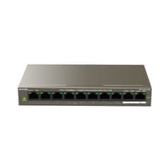 Tenda TEF1110P-8-102W - PoE AT Switch 102Watt, 10xRJ45 Switch 8x 10/100 Mbps PoE, 2x Gigabit Uplink, ventilátor nélküli, fém