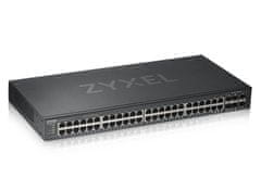 Zyxel GS1920-48v2, 50 portos Smart Managed Switch 44x Gigabit Copper és 4x Gigabit dual pers., hibrid üzemmód, önállóan vagy