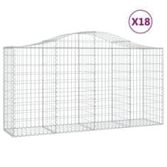 Greatstore 18 db íves horganyzott vas gabion kosár 200x50x100/120 cm