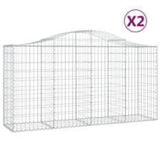 Greatstore 2 db íves horganyzott vas gabion kosár 200 x 50 x 100/120 cm