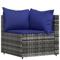 Greatstore 4 részes szürke polyrattan kerti ülőgarnitúra párnákkal