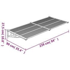 shumee fekete polikarbonát ajtóelőtető 239 x 90 cm