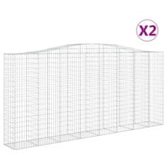 Greatstore 2 db íves horganyzott vas gabion kosár 400x50x180/200 cm