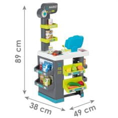 Smoby szupermarket pénztárgépes kocsival, pénztárgépes üzlethelyiséggel