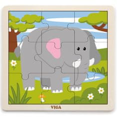 Viga Handy Wooden Elephant Puzzle 9 darabos puzzle