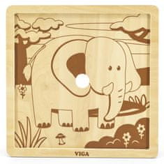 Viga Handy Wooden Elephant Puzzle 9 darabos puzzle