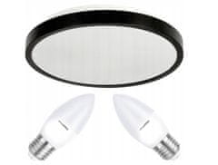 Berge Mennyezeti LED lámpa LARI-R BLACK - 2xE27 IP20 + 2x E27 10W gyertya - meleg fehér