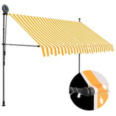 Greatstore fehér-narancssárga kézzel kihúzható LED-es napellenző 250 cm