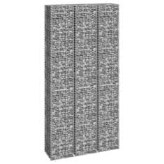 Greatstore 3 db vas gabion magaságyás 30 x 30 x 200 cm