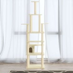 Greatstore krémszínű macskabútor szizál kaparófákkal 183 cm