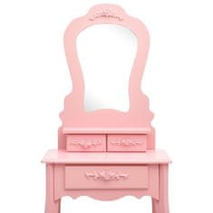 shumee rózsaszín császárfa fésülködőasztal-szett ülőkével 50x59x136 cm