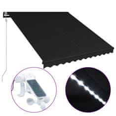 Greatstore antracitszürke szélérzékelős és LED-es napellenző 350 x 250 cm