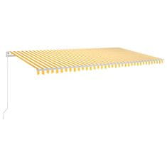 shumee sárga és fehér kézzel kihúzható LED-es napellenző 600 x 350 cm