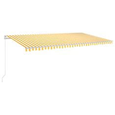 Greatstore sárga és fehér kézzel kihúzható LED-es napellenző 600 x 350 cm