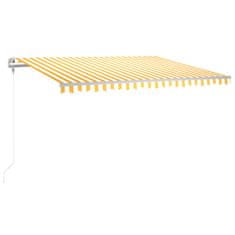 Greatstore sárga-fehér szélérzékelős és LED-es napellenző 400 x 300 cm