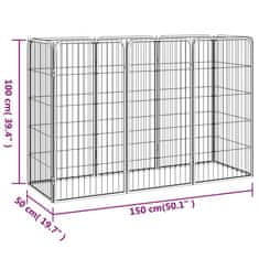 shumee 8-paneles fekete porszórt acél kutyakennel 50 x 100 cm