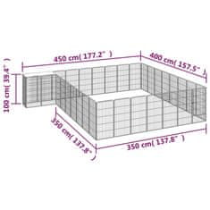 Greatstore 34-paneles fekete porszórt acél kutyakennel 50 x 100 cm
