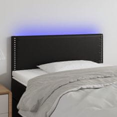 Greatstore fekete műbőr LED-es fejtámla 90 x 5 x 78/88 cm