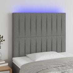 Greatstore sötétszürke szövet LED-es fejtámla 100x5x118/128 cm