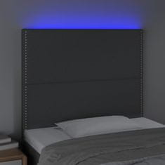 Greatstore sötétszürke szövet LED-es fejtámla 90x5x118/128 cm