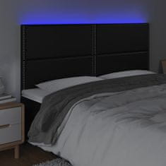 Greatstore fekete műbőr LED-es fejtámla 160x5x118/128 cm