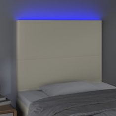 Greatstore krémszínű műbőr LED-es fejtámla 100x5x118/128 cm