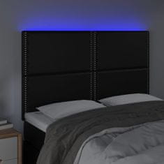 Greatstore fekete műbőr LED-es fejtámla 144x5x118/128 cm