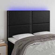 Greatstore fekete műbőr LED-es fejtámla 144x5x118/128 cm