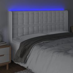 Greatstore fehér műbőr LED-es fejtámla 203x16x118/128 cm