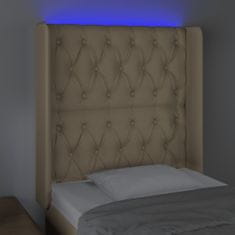 Greatstore krémszínű szövet LED-es fejtámla 83x16x118/128 cm