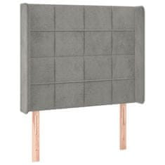 Greatstore világosszürke bársony LED-es fejtámla 103x16x118/128 cm