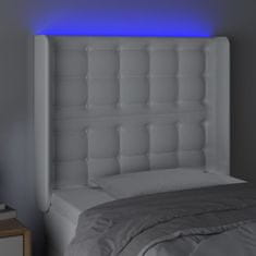 Greatstore fehér műbőr LED-es fejtámla 103x16x118/128 cm