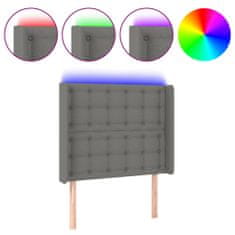 Greatstore sötétszürke szövet LED-es fejtámla 83x16x118/128 cm